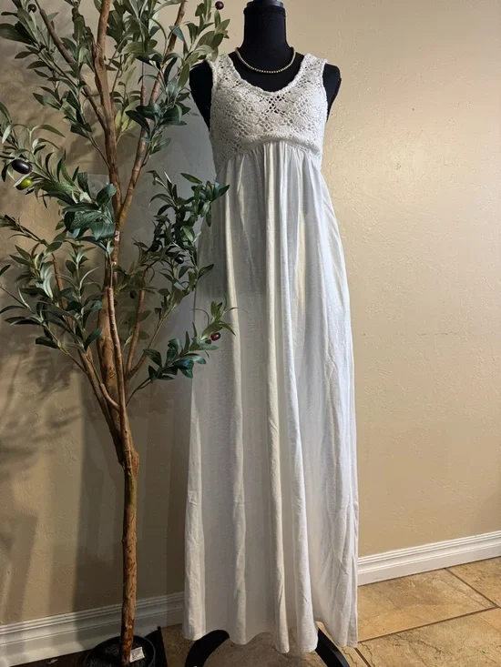 aerie White Crochet Boho Maxi Dress - Picture 2 of 8